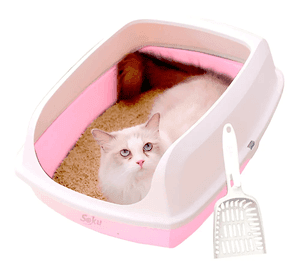 Arenero Gato Extension Anti Derrame Pala Caja Extra Grande Color Rosa