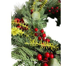 Corona Navideña de Pino Verde 50 cm – Diseño Clásico Premium