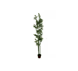 Planta Artificial Bambú 120cm Maceta Redonda Café 3 Varas