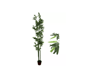 Planta Artificial Bambú 120cm Maceta Redonda Café 3 Varas