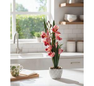 Planta Decorativa Artificial Diseño Orquídea Elegante Jhn