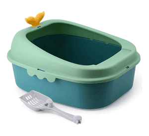 Arenero Para Gato Ballenita Con Pala Y Juguete De Color Verde