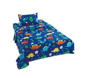 Juego de Sabanas de verano Dinosaurio niño Infantil plaza y media MAS 1 ALMOHADA