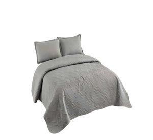 QUILT CUBRECAMA DE VERANO CON COLORES LISOS 2 PLAZAS GRIS