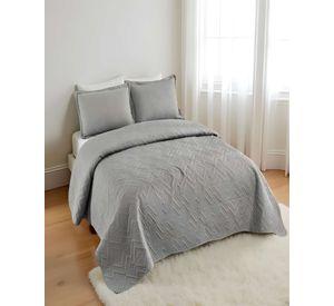 QUILT CUBRECAMA DE VERANO CON COLORES LISOS 2 PLAZAS GRIS