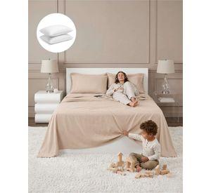 Juego Sabanas Plaza King Mas 2 Almohadas Con Relleno 6 Piezas C1