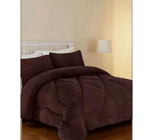 COBERTOR ELEGANTE DE INVIERNO UNICOLOR PLUSH CON CHIPORRO PLAZA Y MEDIA S51