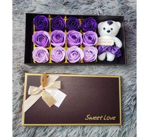 Cajita regalo osito y flores multicolor ideal regalo Mama
