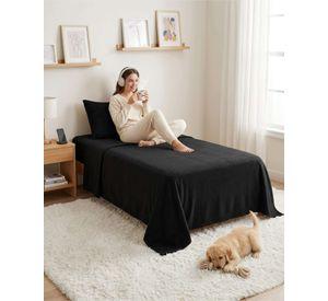 Sábanas Térmicas de polar Esponjosa 1.5 Plazas Tacto Suave negro