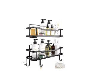 Organizador Ducha Baño Adhesivo 2 Repisas 13x31x7.5 CM Negro