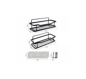 Organizador Ducha Baño Adhesivo 2 Repisas 13x31x7.5 CM Negro