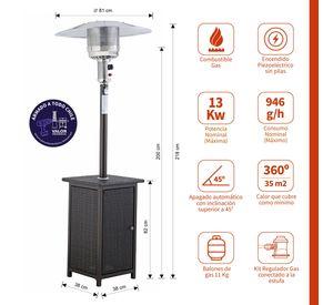 Estufa a Gas Exterior Terraza SETAX Rattan