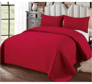 Cubrecama quilt pompones 2 plazas rojo