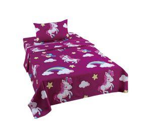 Juego de Sabanas de verano Unicornio niña Infantil 1 plaza  MAS 1 ALMOHADA