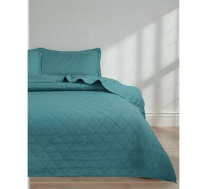 QUILT CUBRECAMA DE VERANO CON POMPONES KING TURQUESA