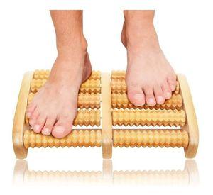 Masajeador De Pies Spa De Madera 5 Rodillos Reflexología