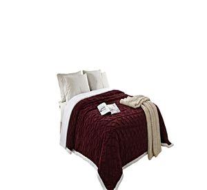 FRAZADA CON SHERPA TEXTURIZADA TEXTURIZADA 2 PLAZAS BURDEO