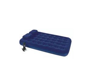 Colchón inflable doble de 2 plazas, + inflador y almohadas, color azul