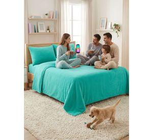Sábanas Térmicas de polar Esponjosa King Tacto Suave color verde