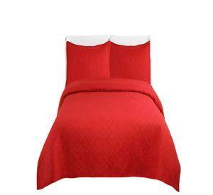 QUILT CUBRECAMA DE VERANO CON COLORES LISOS KING ROJO