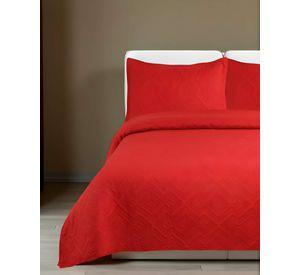 QUILT CUBRECAMA DE VERANO CON COLORES LISOS KING ROJO