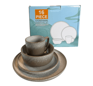 Kit Completo Hogar: Vajilla De Loza 16 Piezas + Juego 3 Sartenes Antiadherentes