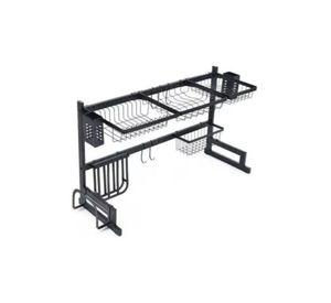 Rack escurridor para platos y secado de vasos, 31.5 cm x 85 cm x 52 cm, 1 unidad, color negro