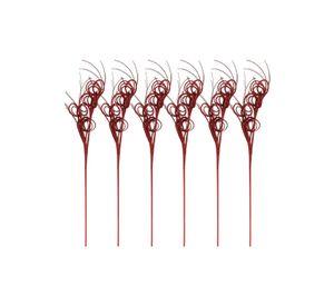Set X6 Rama Navidad Despeinada Rojo Navidad 80 Cm