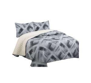 Cubrecama Quilt con sherpa 2 plaza gris 230 cm x 250 cm J6