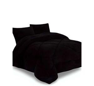 COBERTOR ELEGANTE DE INVIERNO UNICOLOR PLUSH CON CHIPORRO PLAZA Y MEDIA S57