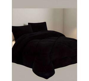 COBERTOR ELEGANTE DE INVIERNO UNICOLOR PLUSH CON CHIPORRO PLAZA Y MEDIA S57