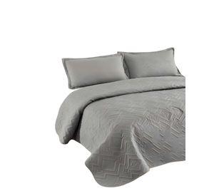 QUILT CUBRECAMA DE VERANO CON COLORES LISOS PLAZA Y MEDIA GRIS