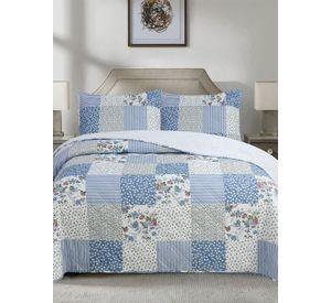 QUILT ANDES SHERPA ESTAMPADO PATCHWORK CELESTE 2 PL