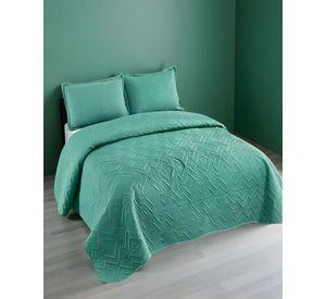 QUILT CUBRECAMA DE VERANO CON COLORES LISOS 2 PLAZAS TURQUESA O