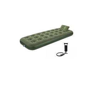 Colchón inflable individual, 1 plaza, + 1 almohada, + inflador, color verde