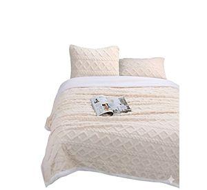 FRAZADA CON SHERPA TEXTURIZADA TEXTURIZADA 2 PLAZAS BEIGE