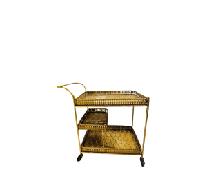 Mesa De Arrimo Con Ruedas Elegante, Color Dorado