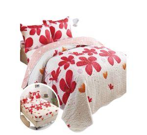 CUBRECAMA QUILT 5 PIEZAS CON JUEGO DE SÁBANAS T02
