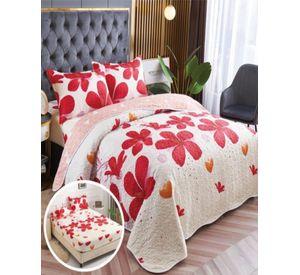 CUBRECAMA QUILT 5 PIEZAS CON JUEGO DE SÁBANAS T02
