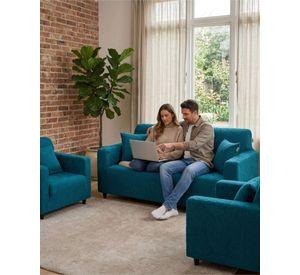 Juego de Fundas para Sillones 3+1+1 Diseño Hojas Elásticas y Lavables A3