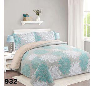 Cubrecama Sherpa King - Gris Mandalas Hojas M932
