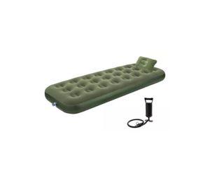 Colchón inflable individual, 1 plaza, + 1 almohada, + inflador, color verde