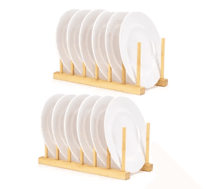 Rack organizador platos tazas bambú pack 2