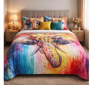 Cubrecama De Microfibra Estampado 2 Plazas - Diseño elefante dibujo