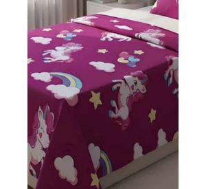 Juego de Sabanas de verano Unicornio niña Infantil 1 plaza  MAS 1 ALMOHADA
