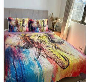 Cubrecama De Microfibra Estampado 2 Plazas - Diseño elefante dibujo