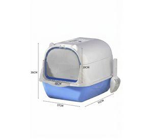 Arenero Baño Sanitario De Gatos Tapa Plegable Grande Azul