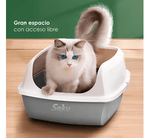 Arenero Gato Extension Anti Derrame Pala Caja Extra Grande Color Gris