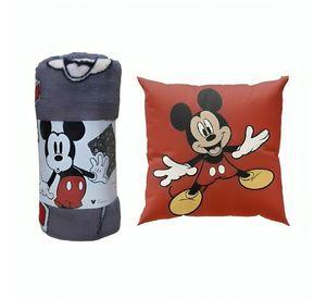PACK MANTA CORAL 127x152 + COJIN 40x40 MICKEY MOVIE GRAY