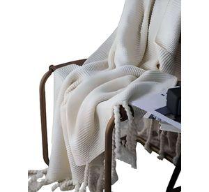 MANTA DECORATIVA MODELO CHENILLE CON FLECOS DE SOGA PARA CAMA O SOFA M1